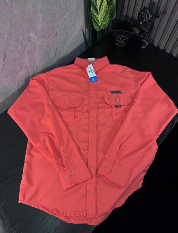 Camisa Columbia CABALLERO MANGA LARGA ROJA