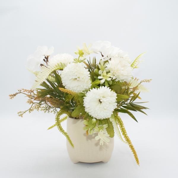 Florero con Helecho y Flores 10x30cm