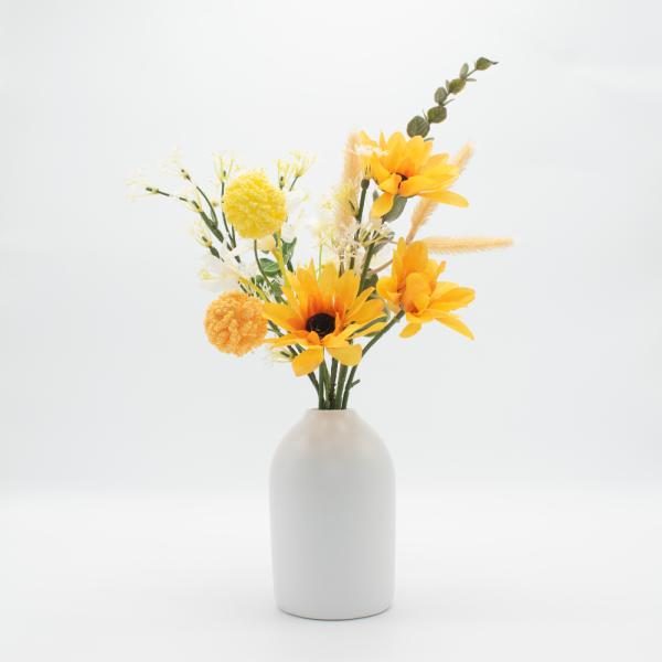 Girasoles y Margaritas. Florero Ceramico