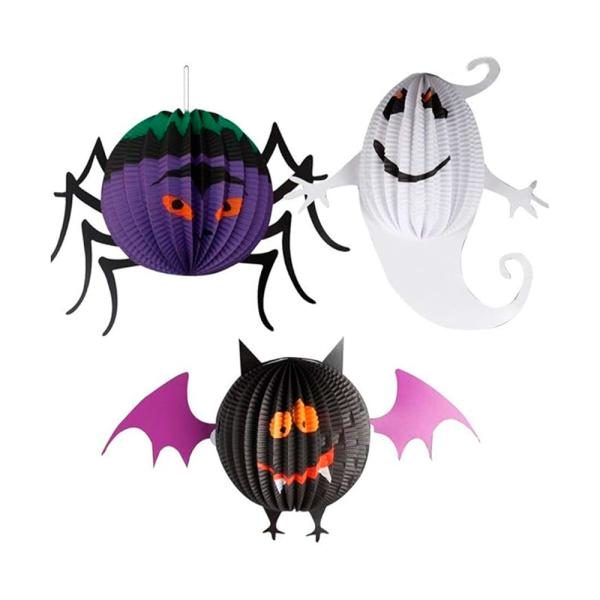 Juego de 3pcs Acordeón Fantasma, Araña y Murciélago Grande