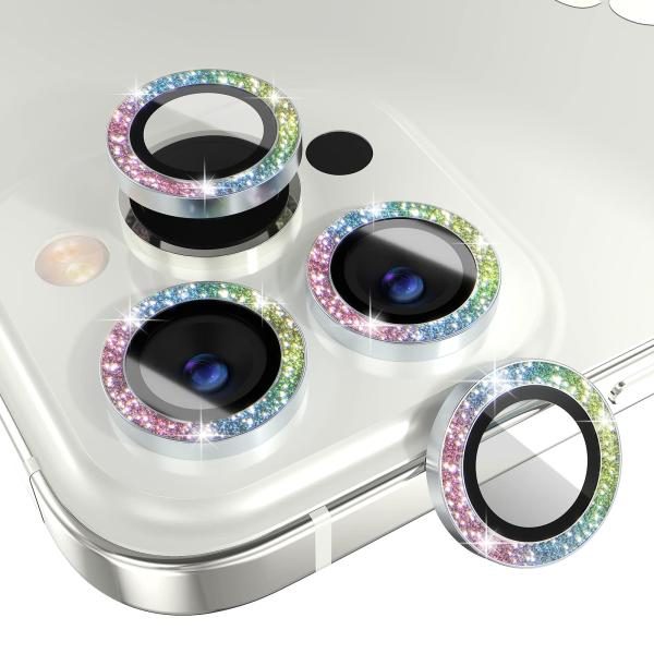 Temperado / Vidrio Camara Aro individual Glitter  iPhone 15-16-17 Pro/ 15-16-17 Pro Max