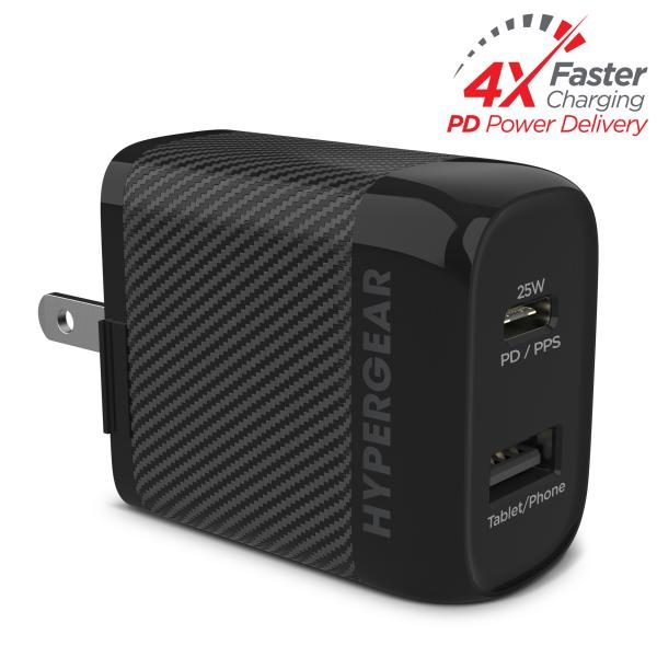 Adaptador rápido de pared USB-C PD SpeedBoost 25 W + 12 W con PPS
