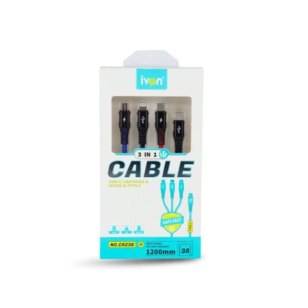 Cable Tipo C Ivon CA236 3 en 1