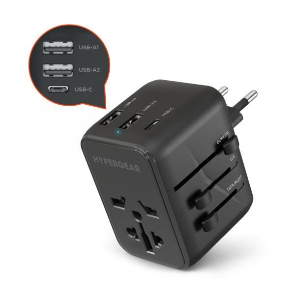 Adaptador HyperGear Viaje WorldCharge Universal con USB-C