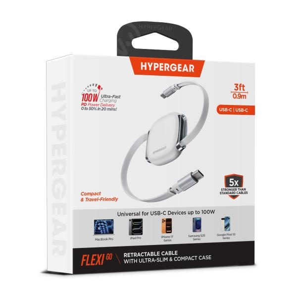 Cable Hypergear Flexi Go 100W USB-C a USB-C Retractil