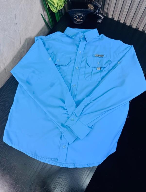 Camisa Columbia  DAMA MANGA LARGA CELESTE