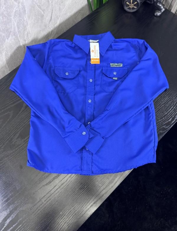 Camisa Columbia CABALLERO MANGA LARGA AZUL REY