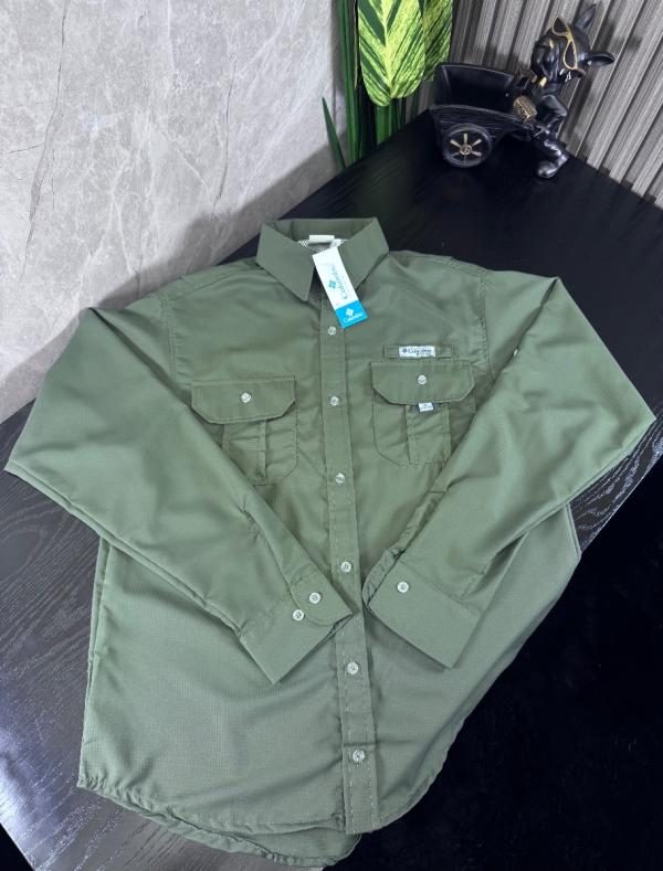 Camisa Columbia CABALLERO MANGA LARGA VERDE OLIVO